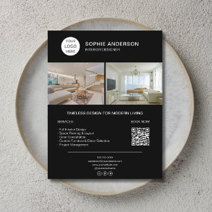 Logo-Foto QR Schwarz für Inneneinrichter Geschäft Flyer