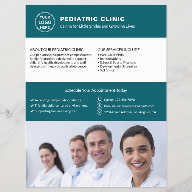 Logo-Foto-QR-Teal Kinderklinik Flyer (Vorne)