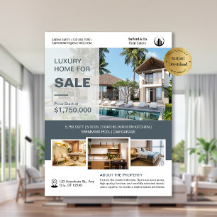 Logo Foto Real Anwesen House for Sale Template Flyer