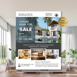 Logo Foto Real Anwesen House for Sale Template Flyer