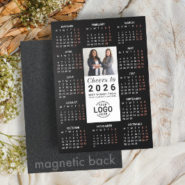 Logo Foto Sleek Black Calendar 2026 Magnetkarte Magneteinladung