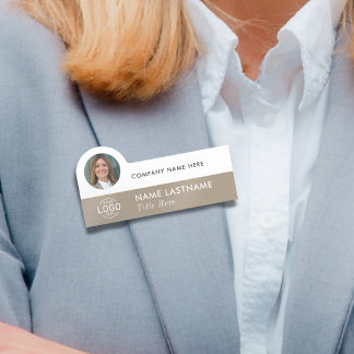Logo-Foto Stylisch Einfaches Beige Weißes Geschäft Namensschild