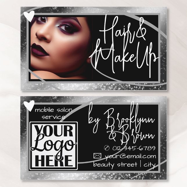 Logo Foto Vorlage Stilvolles Graues Rahmen Herz Lu Visitenkarte (Von Creator hochgeladen)