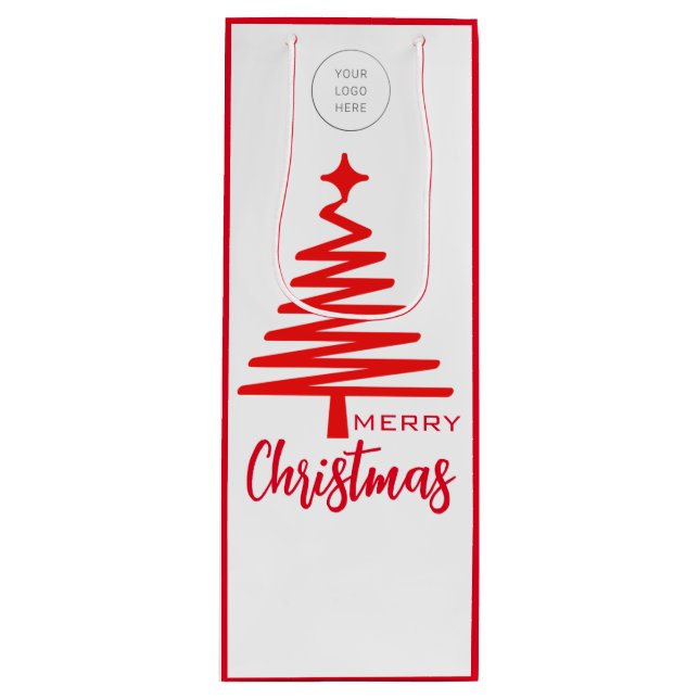 Logo Frohe Weihnachtsweintasche Geschenktüte Für Weinflaschen (Vorderseite)