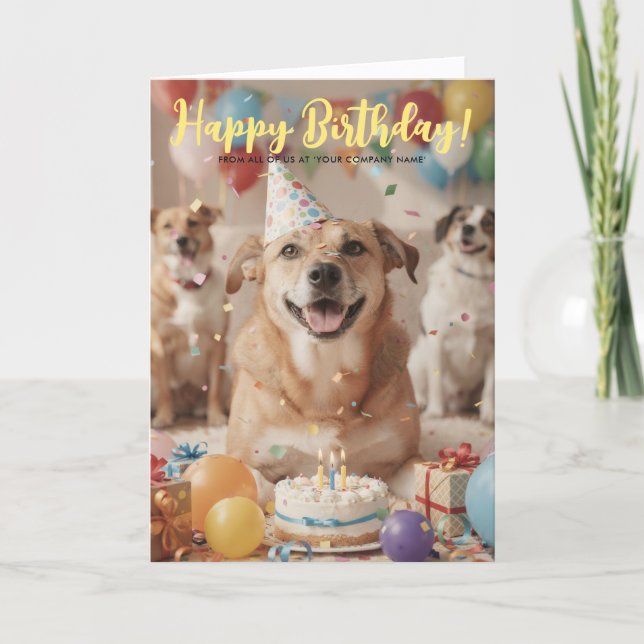 Logo Fun Cute Puppy Dog Corporate Birthday Karte (Vorderseite)