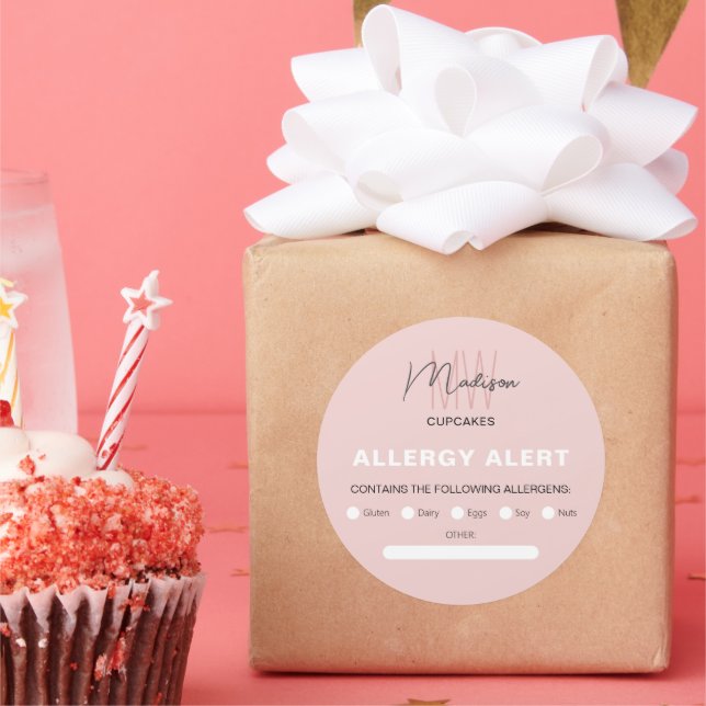 Logo für Allergie-Warnbäckerei Monogram Runder Aufkleber (Party)