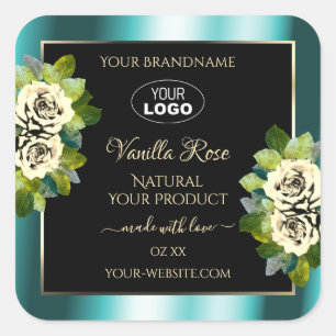 Logo für Aquamarine Schwarze-Gold-Produktmarken mi Quadratischer Aufkleber