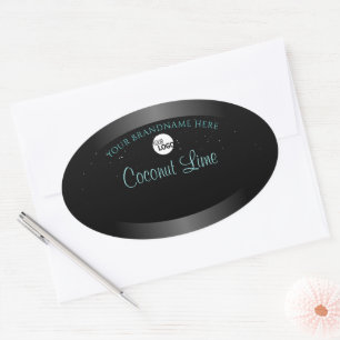 Logo für Aquamarine schwarze Ombre-Produkte Soft G Ovaler Aufkleber