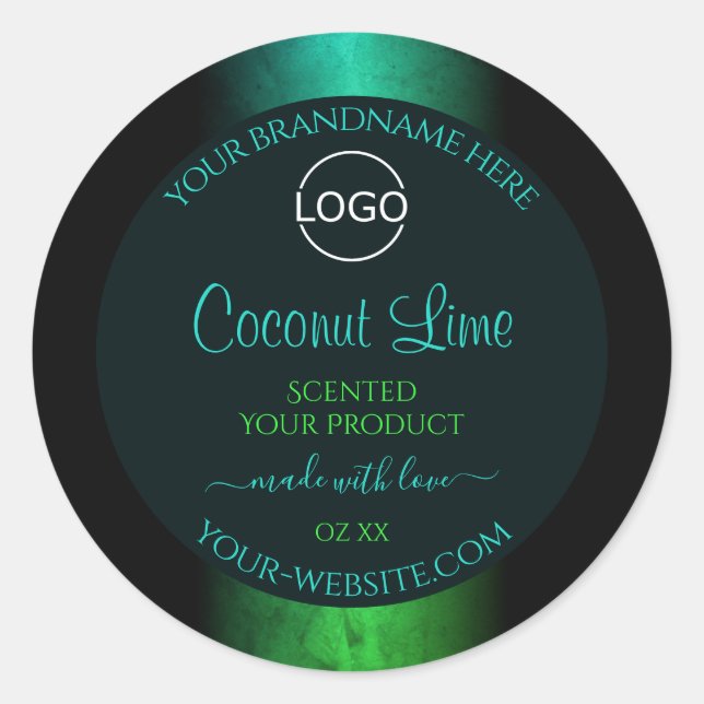 Logo für aquamarine und grüne Marmorplatten Runder Aufkleber (Vorderseite)