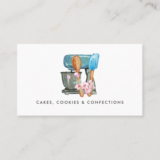 Logo für Aquarellbäckerei | Floral Business Card Visitenkarte (Vorderseite)