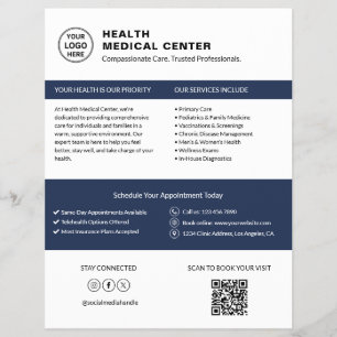 Logo für Arztpraxis mit QR-Code in Weiß Flyer