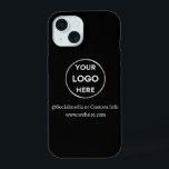 Logo für benutzerdefinierte schwarze Unternehmen iPhone 15 Hülle<br><div class="desc">Werben Sie Ihre Marke mit diesem anpassbaren iPhone Case. Dieses Design enthält Ihr eigenes Logo und Social Media-Informationen sowie einen Raum für eine benutzerdefinierte Homepage-Adresse. Ideal für Werbegeschenke, Messen und andere Werbeveranstaltungen. Benötigen Sie Hilfe bei der Personalisierung? Kontaktieren Sie uns, indem Sie den unten stehenden Nachrichtenkopf benutzen, um Hilfe zu...</div>