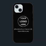 Logo für benutzerdefinierte schwarze Unternehmen iPhone 15 Hülle<br><div class="desc">Werben Sie Ihre Marke mit diesem anpassbaren iPhone Case. Dieses Design enthält Ihr eigenes Logo und Social Media-Informationen sowie einen Raum für eine benutzerdefinierte Homepage-Adresse. Ideal für Werbegeschenke, Messen und andere Werbeveranstaltungen. Benötigen Sie Hilfe bei der Personalisierung? Kontaktieren Sie uns, indem Sie den unten stehenden Nachrichtenkopf benutzen, um Hilfe zu...</div>