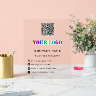 Logo für benutzerdefinierte Unternehmen und QR-Cod Acrylschild