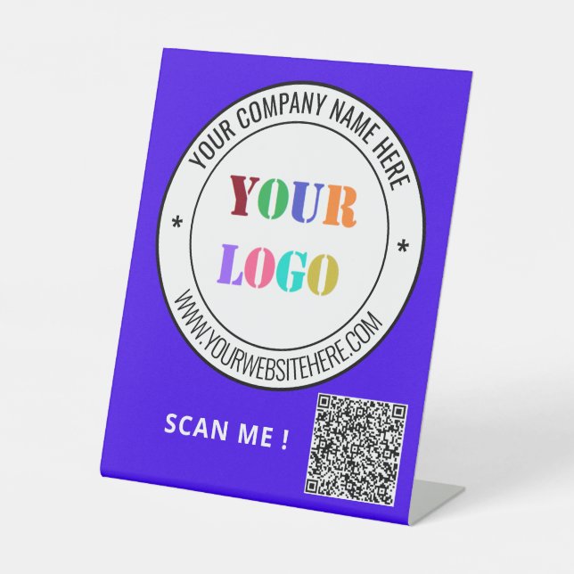 Logo für benutzerdefinierte Unternehmen und QR-Cod Sockelschild (Vorderseite)