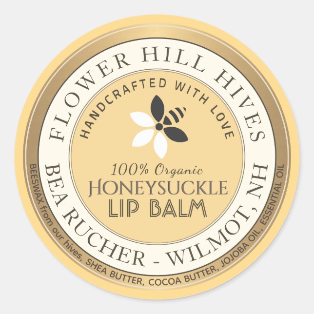 Logo für Bienen und Blume Runder Aufkleber (Vorderseite)