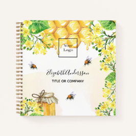 Logo für Bienenhonig Gelbe Blumenbezeichnung Notizbuch