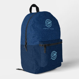 Logo für Blauer Denim-Stoff-Textur Bedruckter Rucksack