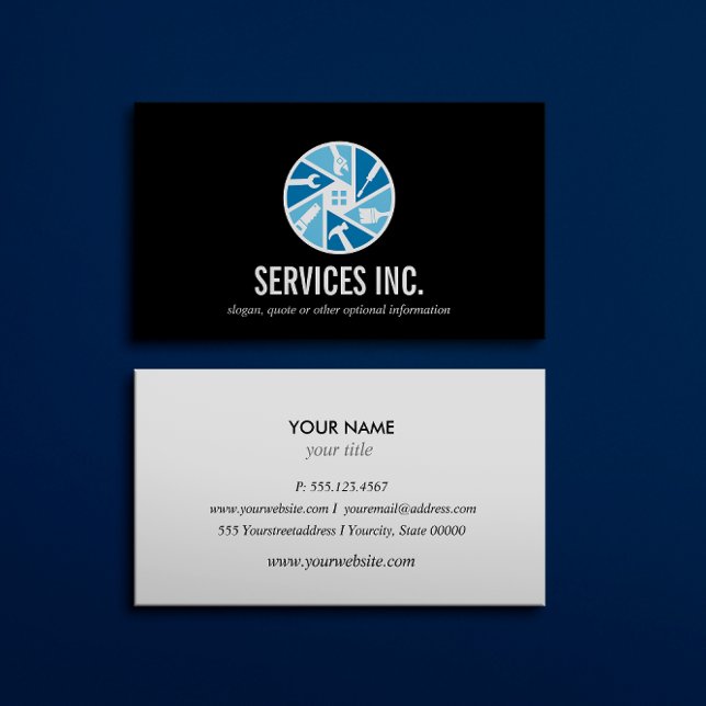 Logo für Blue Black Repairing Services beruflich Visitenkarte (Von Creator hochgeladen)