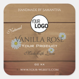 Logo für Blume für die Verpackung von Holzkörnern Quadratischer Aufkleber