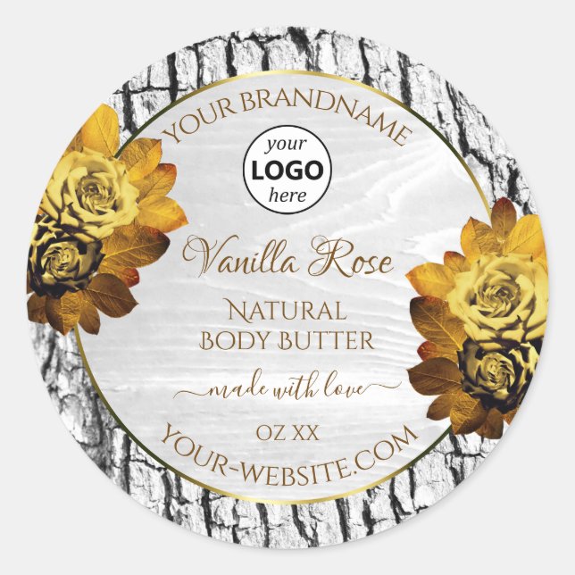 Logo für Blumenstraube-Etiketten mit weißem Baumba Runder Aufkleber (Vorderseite)