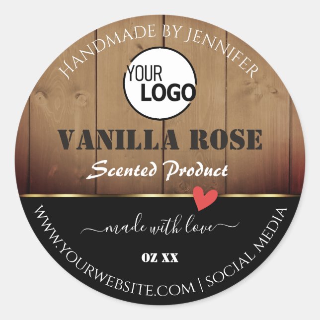 Logo für Braunholz-Grain-Produktverpackungen Runder Aufkleber (Vorderseite)