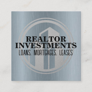 Logo für Corporate Gebäude   Metallic Quadratische Visitenkarte