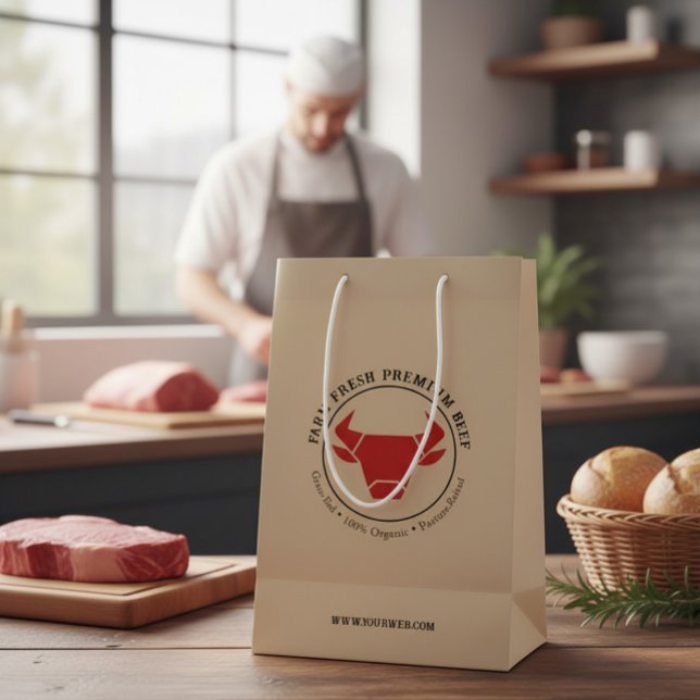 Logo für "Custom Fresh Premium Beef Business" Mittlere Geschenktüte (Von Creator hochgeladen)