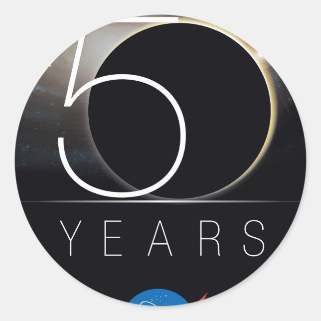 Logo für das 50-jährige Jubiläum der NASA Runder Aufkleber (Vorderseite)