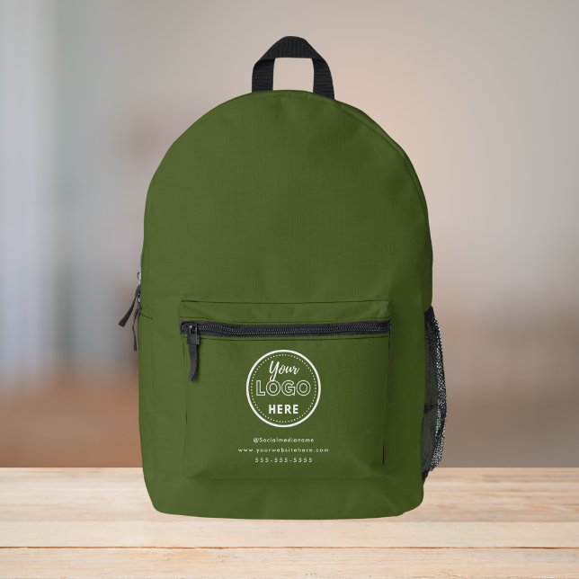 Logo für das berufliche Branding-Moosgrün Bedruckter Rucksack (Von Creator hochgeladen)
