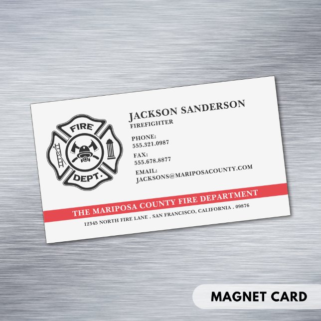 Logo für das Brandabwehrteam Magnetische Visitenkarte (Customizable Fire Department Firefighter Logo Business Card Magnet)