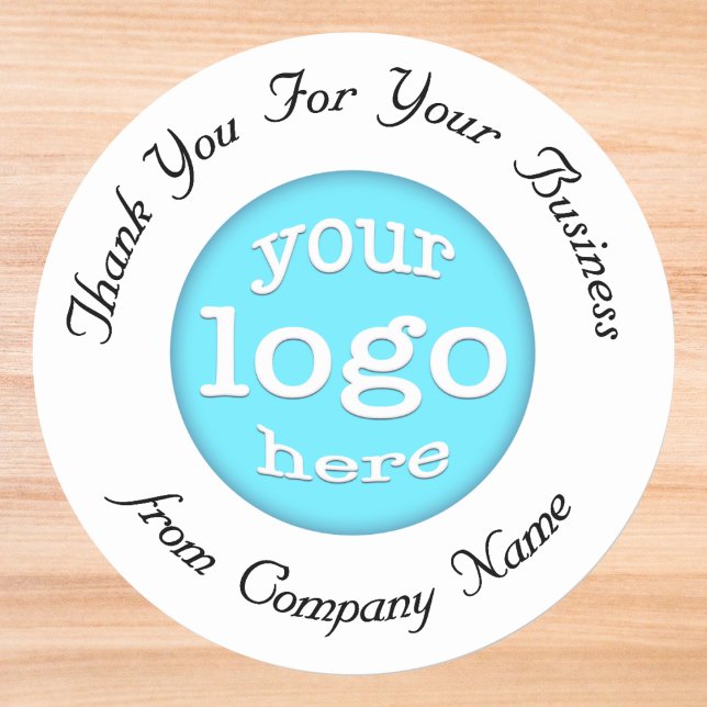 Logo für das Firmenkundengeschäft - Vielen Dank Runder Aufkleber (Custom Company Business Logo Elegant Thank You Classic Round Sticker)