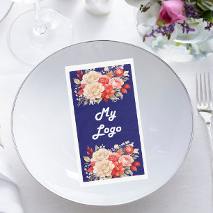 Logo für das Geschäft mit Marineblau-Rot-Elfenbein Serviette