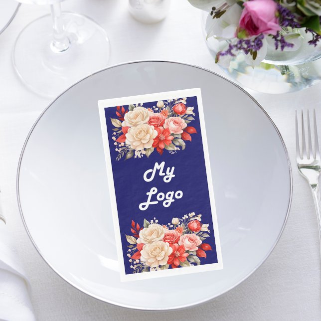 Logo für das Geschäft mit Marineblau-Rot-Elfenbein Serviette (Von Creator hochgeladen)