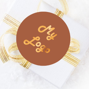 Logo für das Geschäft mit orangefarbenen staubigen Runder Aufkleber