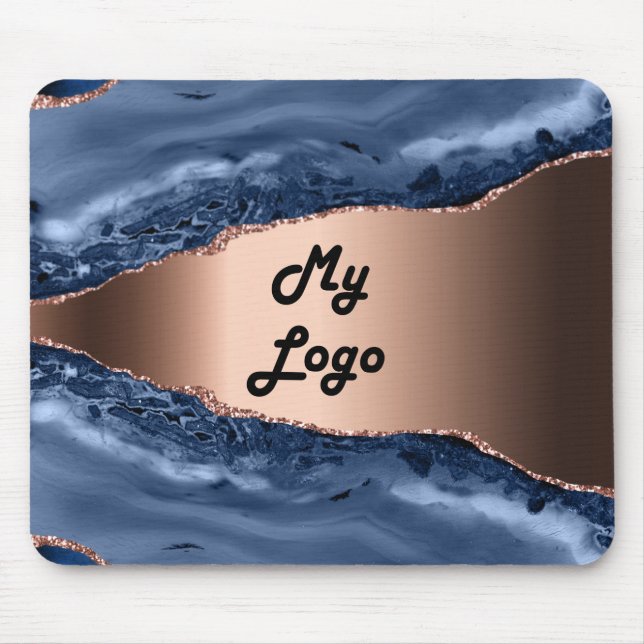 Logo für das Goldgeschäft der Rose Blauer Marmor Mousepad (Vorne)