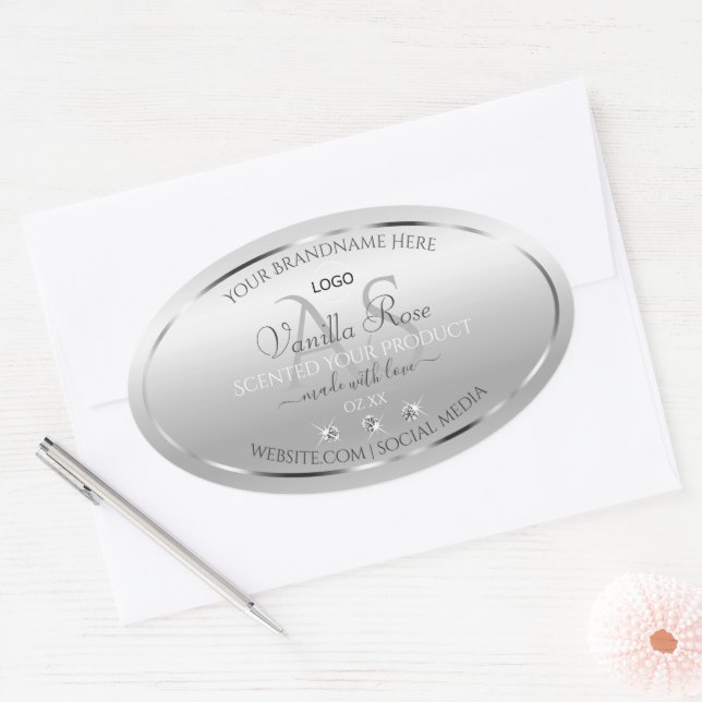 Logo für das Luxussilber-Label Diamonds Monogram Ovaler Aufkleber (Umschlag)