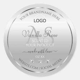 Logo für das Luxussilber-Label Diamonds Monogram Runder Aufkleber