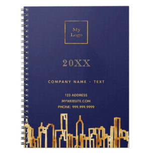 Logo für das Skyline-Geschäft in blauem Gold Notizblock