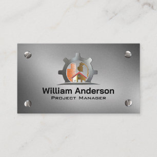 Logo für den Bau eines Baggers   Metallschrauben Visitenkarte