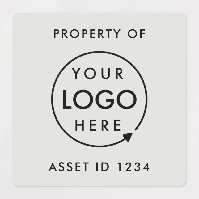 Logo für die Asset-ID | Silver Gray Business Prope Etiketten (Design 1)