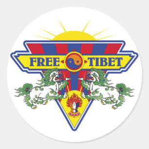 Logo für die Fahne "Freie Tibet" Runder Aufkleber