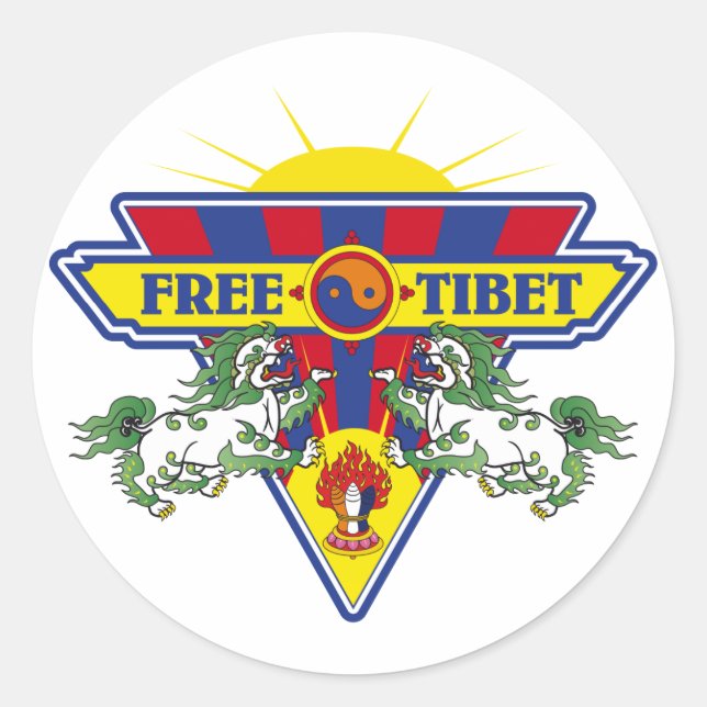 Logo für die Fahne "Freie Tibet" Runder Aufkleber (Vorderseite)