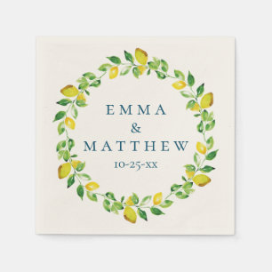 Logo für die Hochzeitsfeier für Wasserfarben Lemon Serviette