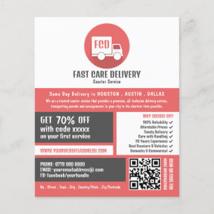 Logo für die Kurierlieferung, Kurierdienstwerbung Flyer