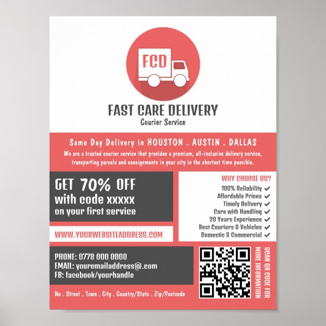 Logo für die Kurierlieferung, Kurierdienstwerbung Poster (Vorne)