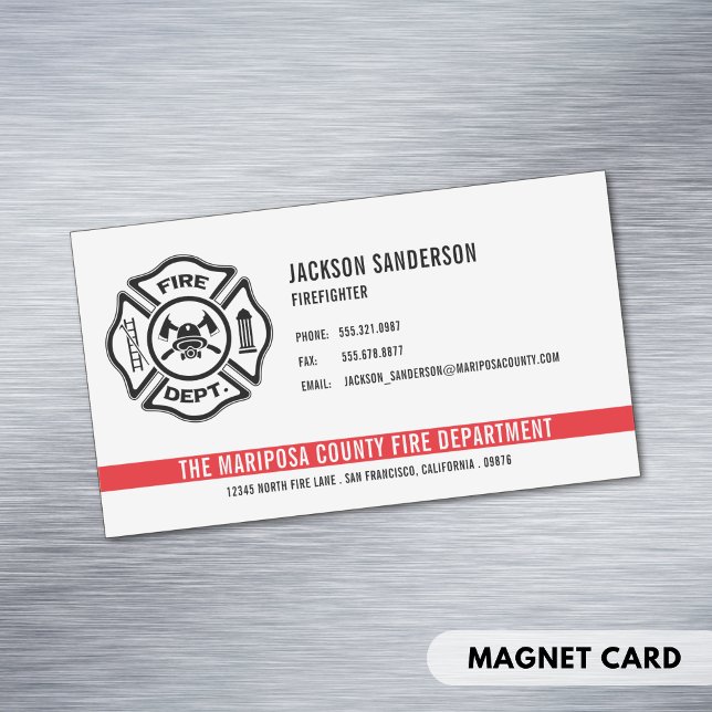 Logo für die personalisierte Feuerwehrabteilung Magnetische Visitenkarte (Personalized Firefighter Fire Department Logo Business Card Magnet)