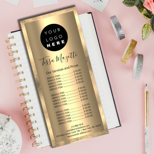 Logo für die Pflege von Haarbildern Gold Schönheit Werbekarte (Hair Makeup Body Skin Care Logo Gold Beauty Studio Rack Card)