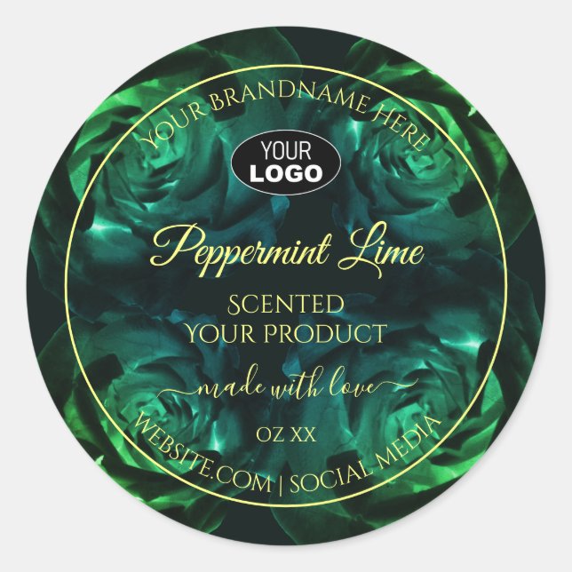 Logo für die Produktkennzeichnung von dunkelgrünen Runder Aufkleber (Vorderseite)