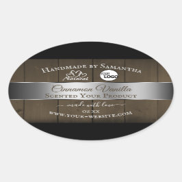 Logo für die Silver Dark Brown Wood Grain Product  Ovaler Aufkleber